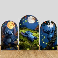 JY1265 Moonlit Forest Stitch Arch Backdrop Cover, Elastic Fabric Background for Magical & Night Themed Party