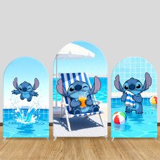 JY1267 Pool Vacation Stitch Arch Backdrop Cover, Elastic Fabric Background for Summer & Relaxing Themed Party