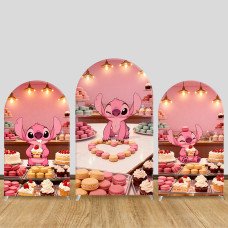 JY1272 Dessert Baking Angel Stitch Arch Backdrop Cover, Elastic Fabric Background for Sweet & Cozy Themed Party