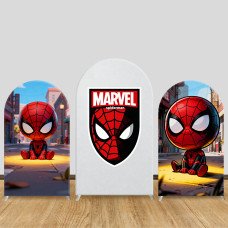 JY1279 Chibi Spider-Man Cartoon Arch Backdrop Cover, Elastic Fabric Background for Kids & Cute Themed Party
