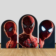 JY1280 Neon Glow Spider-Man Headshot Arch Backdrop Cover, Elastic Fabric Background for Superhero & Modern Themed Party