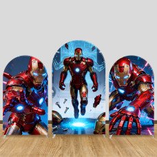 JY1285 Tech Iron Man Arch Backdrop Cover, Elastic Fabric Background for Superhero & Sci-Fi Themed Party