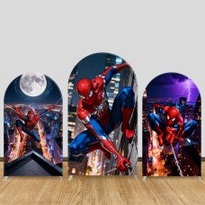 JY1286 City Spider-Man Arch Backdrop Cover, Elastic Fabric Background for Superhero & Urban Themed Party