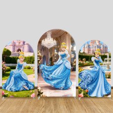 JY1307 Cinderella Castle Arch Backdrop Cover, Elastic Fabric Background for Princess & Fairy Tale Themed Party