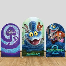 JY1309 Zootopia 2 Snake Themed Arch Backdrop Cover, Elastic Fabric Background for Kids & Adventure Themed Party