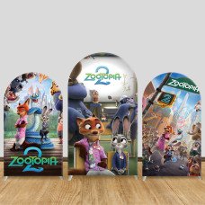 JY1309 Zootopia 2 Police Station Themed Arch Backdrop Cover, Elastic Fabric Background for Kids & Adventure Themed Party