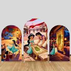 JY1315 Market Magic Carpet Aladdin & Jasmine Arch Backdrop Cover, Elastic Fabric Background for Fairy Tale & Festive Themed Party