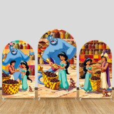 JY1324 Spice Market Aladdin & Jasmine Arch Backdrop Cover, Elastic Fabric Background for Fairy Tale & Cultural Themed Party