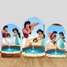 JY1328 Desert Well Aladdin & Jasmine Arch Backdrop Cover, Elastic Fabric Background for Fairy Tale & Lively Themed Party