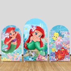 JY1333 Underwater World Ariel The Little Mermaid Arch Backdrop Cover, Elastic Fabric Background for Kids & Ocean Themed Party