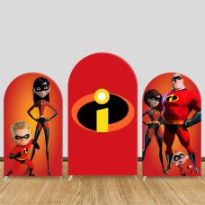 JY1336 The Incredibles Family Themed Arch Backdrop Cover, Elastic Fabric Background for Kids & Superhero Themed Party