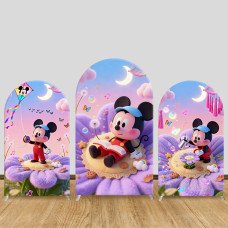 JY1345 Dreamy Garden Mickey Arch Backdrop Cover, Elastic Fabric Background for Kids & Whimsical Themed Party