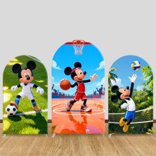 JY1351 Sporty Mickey Arch Backdrop Cover, Elastic Fabric Background for Kids & Sports Themed Party