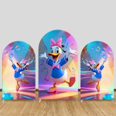 JY1354 Neon Bubbles Daisy Duck Arch Backdrop Cover, Elastic Fabric Background for Kids & Vibrant Themed Party