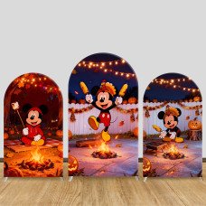 JY1365 Autumn Campfire Mickey Mouse Arch Backdrop Cover, Elastic Fabric Background for Thanksgiving & Fall Themed Party JY1365 Autumn Campfire Mickey Mouse Arch Backdrop Cover, Elastic Fabric Background for Thanksgiving & Fall Themed Party