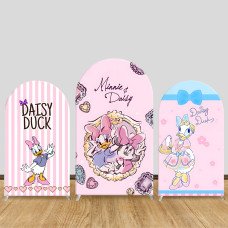 JY1379 Sweet Minnie & Daisy Arch Backdrop Cover, Elastic Fabric Background for Kids & Girly Themed Party
