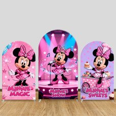 JY1395 Stage Star Minnie Mouse Arch Backdrop Cover, Elastic Fabric Background for Kids & Performance Themed Party