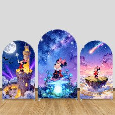JY1400 Dreamy Starry Minnie Mouse Arch Backdrop Cover, Elastic Fabric Background for Kids & Magical Themed Party