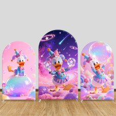 JY1417 Dreamy Clown Donald Duck Arch Backdrop Cover, Elastic Fabric Background for Kids Magical Party