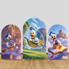 JY1420 Magical Donald Duck Arch Backdrop Cover, Elastic Fabric Background for Kids Fantasy Party