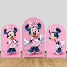 JY1428  Classic Polka Dot Minnie Mouse Arch Backdrop Cover, Elastic Fabric Background for Kids Cute Party