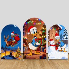JY1432 Christmas Donald Duck Arch Backdrop Cover, Elastic Fabric Background for Kids Holiday Party