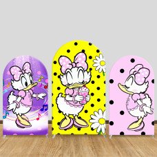 JY1433 Musical Daisy Duck Arch Backdrop Cover, Elastic Fabric Background for Kids Cute Party