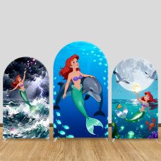 JY1439 Ocean Themed Little Mermaid Ariel Arch Backdrop Cover, Elastic Fabric Background for Girls Magical Party JY1439 Ocean Themed Little Mermaid Ariel Arch Backdrop Cover, Elastic Fabric Background for Girls Magical Party