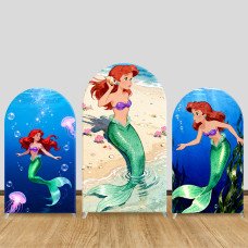 JY1449 Beach & Seashell Little Mermaid Ariel Arch Backdrop Cover, Elastic Fabric Background for Kids Summer Party JY1449 Beach & Seashell Little Mermaid Ariel Arch Backdrop Cover, Elastic Fabric Background for Kids Summer Party