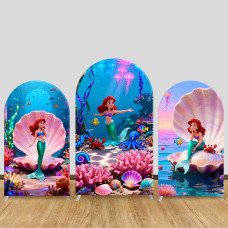 JY1451 Seashell Palace Little Mermaid Ariel Arch Backdrop Cover, Elastic Fabric Background for Kids Magical Party JY1451 Seashell Palace Little Mermaid Ariel Arch Backdrop Cover, Elastic Fabric Background for Kids Magical Party