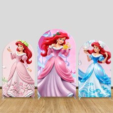 JY1459 Fairy Tale Little Mermaid Ariel Arch Backdrop Cover, Elastic Fabric Background for Girls Princess Party