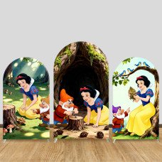 JY1466 Forest Hollow Tree Snow White Arch Backdrop Cover, Elastic Fabric Background for Kids Magical Party