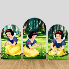 JY1472 Forest Daisy Snow White Arch Backdrop Cover, Elastic Fabric Background for Girls Sweet Party