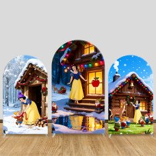 JY1496 Winter Cabin Snow White Arch Backdrop Cover, Elastic Fabric Background for Kids Holiday Party JY1496 Winter Cabin Snow White Arch Backdrop Cover, Elastic Fabric Background for Kids Holiday Party