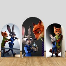 JY1499  Night Mission Zootopia Arch Backdrop Cover, Elastic Fabric Background for Kids Mystery Party