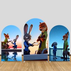 JY1519 Zootopia Judy & Nick Riverside Case Arch Backdrop Cover, Elastic Fabric Background for Detective Party JY1519 Zootopia Judy & Nick Riverside Case Arch Backdrop Cover, Elastic Fabric Background for Detective Party