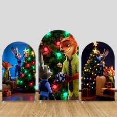 JY1523 Zootopia Judy & Nick Christmas Starlight Arch Backdrop Cover, Elastic Fabric Background for Holiday Party JY1523 Zootopia Judy & Nick Christmas Starlight Arch Backdrop Cover, Elastic Fabric Background for Holiday Party