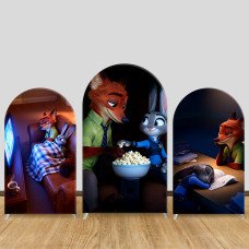 JY1527 Zootopia Judy & Nick Cozy Movie Night Arch Backdrop Cover, Elastic Fabric Background for Family Party JY1527 Zootopia Judy & Nick Cozy Movie Night Arch Backdrop Cover, Elastic Fabric Background for Family Party