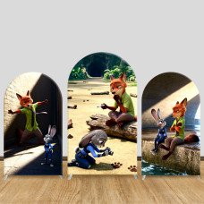 JY1542 Zootopia Judy & Nick Jungle Adventure Arch Backdrop Cover, Elastic Fabric Background for Detective Party JY1542 Zootopia Judy & Nick Jungle Adventure Arch Backdrop Cover, Elastic Fabric Background for Detective Party
