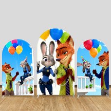JY1543 Zootopia Judy & Nick Balloon Birthday Party Arch Backdrop Cover, Elastic Fabric Background for Festive Party JY1543 Zootopia Judy & Nick Balloon Birthday Party Arch Backdrop Cover, Elastic Fabric Background for Festive Party
