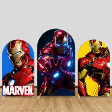 JY1565 Iron Man Pop Art Style Arch Backdrop Cover, Elastic Fabric Background for Superhero Party