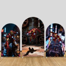JY1568 Iron Man Rainy Night Battle Arch Backdrop Cover, Elastic Fabric Background for Adventure Party JY1568 Iron Man Rainy Night Battle Arch Backdrop Cover, Elastic Fabric Background for Adventure Party