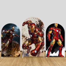 JY1572 Iron Man Oil Painting Style Arch Backdrop Cover, Elastic Fabric Background for Artistic Party
