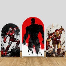 JY1577 Iron Man Oil Painting Splash Style Arch Backdrop Cover, Elastic Fabric Background for Artistic Party