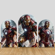 JY1580 Iron Man Rainy Battle Style Arch Backdrop Cover, Elastic Fabric Background for Superhero Party