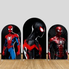JY1598  Spider-Man Dark Art Style Arch Backdrop Cover, Elastic Fabric Background for Cool Boys Party