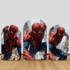 JY1599  Spider-Man Rainy Battle Style Arch Backdrop Cover, Elastic Fabric Background for Adventure Party