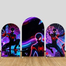 JY1602 Spider-Man Cyberpunk Neon Style Arch Backdrop Cover, Elastic Fabric Background for Boys Birthday Party JY1602 Spider-Man Cyberpunk Neon Style Arch Backdrop Cover, Elastic Fabric Background for Boys Birthday Party
