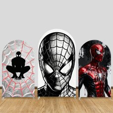 JY1604  Spider-Man Sketch Art Style Arch Backdrop Cover, Elastic Fabric Background for Cool Artistic Party