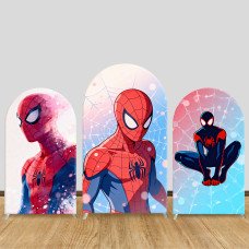 JY1610  Spider-Man Watercolor Dreamy Style Arch Backdrop Cover, Elastic Fabric Background for Soft Art Party